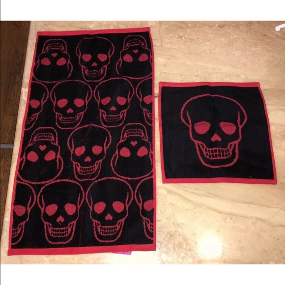 Betsey Johnson Other - Betsey Johnson Set 2 Skull Hand Towel Wash Cloth